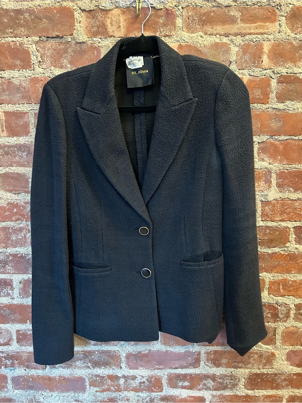 St. John Navy Textured Knit Blazer